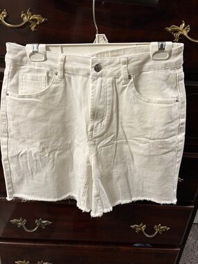 Women's White Denim Cutoff Shorts – Casual Frayed Hem by Luvamia